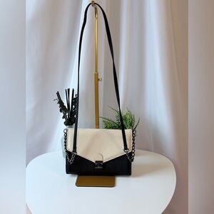 Steve Madden Black and Cream Chain Strap Shoulder Bag